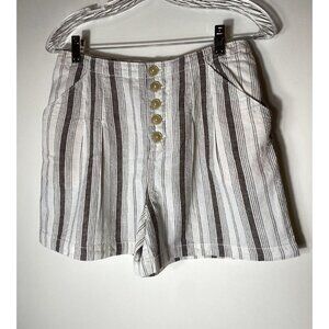 Anthropologie Shorts White And Brown Striped Women’s Size 2‎ Linen/cotton fabric